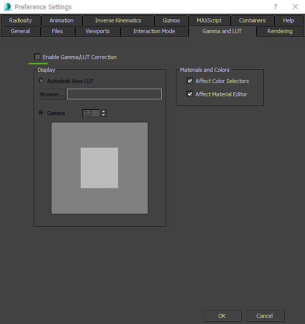 3ds Max > Preferences > Linear Space