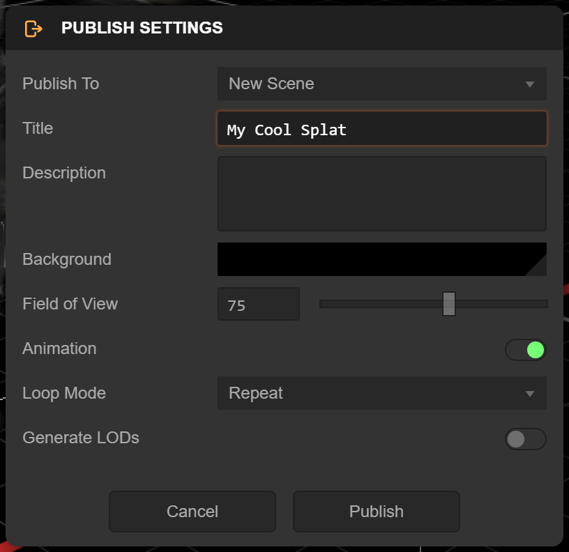 Publish Settings