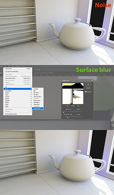 Lightmapping: Photoshop > Surface Blur